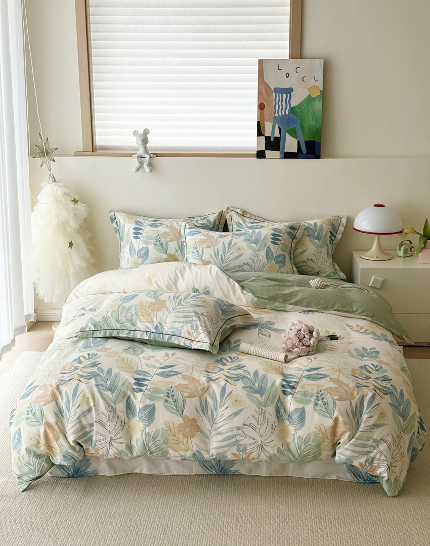 2025新款珊瑚芦苇纯棉四件套斜纹