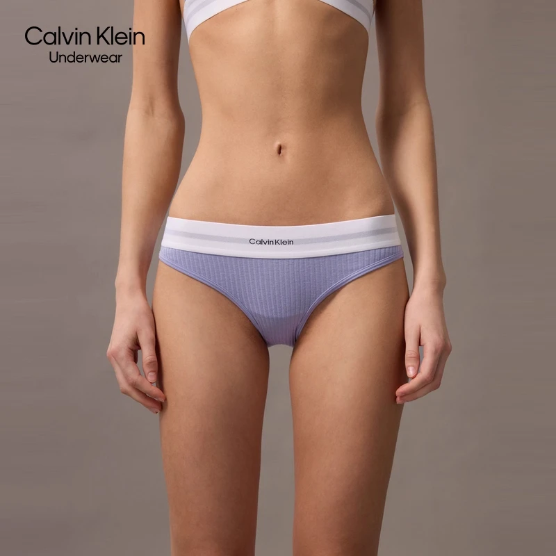 【摩登引力带】CK内衣25女士提花腰边罗纹性感比基尼三角内裤