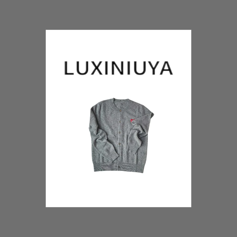 【LUXINIUYA】刺绣爱心秋季新款时尚休闲潮流圆领毛衣开衫#CX1801
