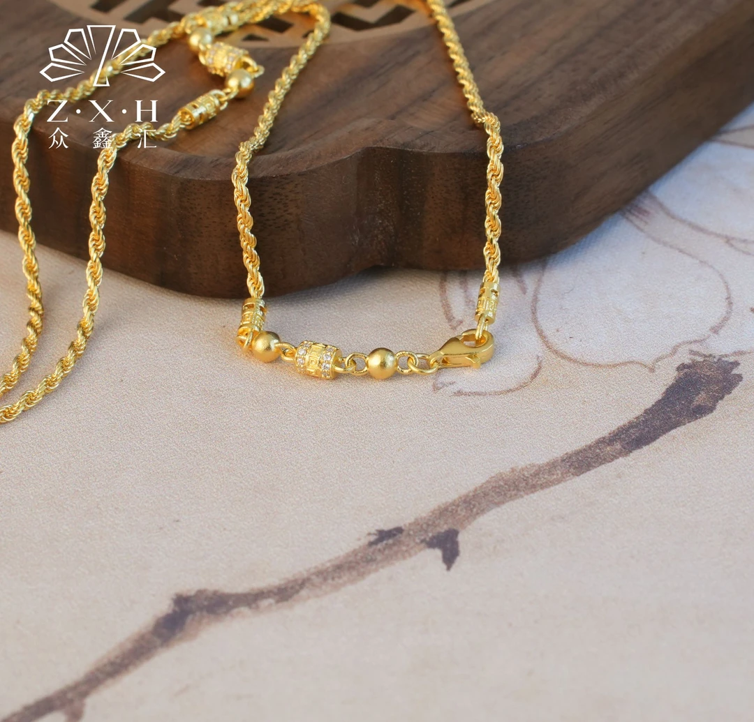 {众鑫汇}足金999 莫桑点钻麻花（龙虾扣）万能链