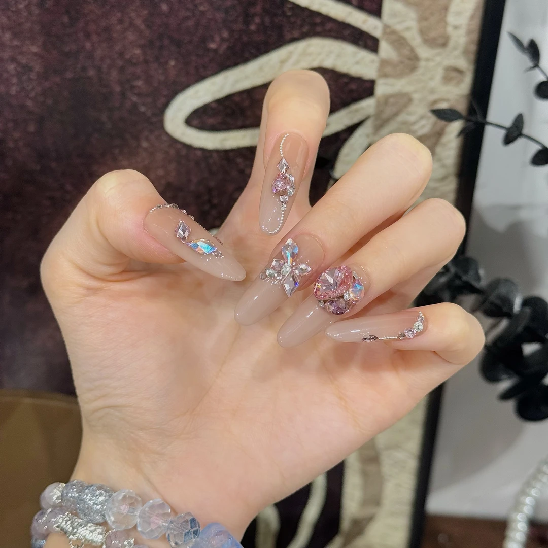 丹蜜琳 现货【粉闪蝶】华子款  纯手工轻奢高级订制穿戴甲