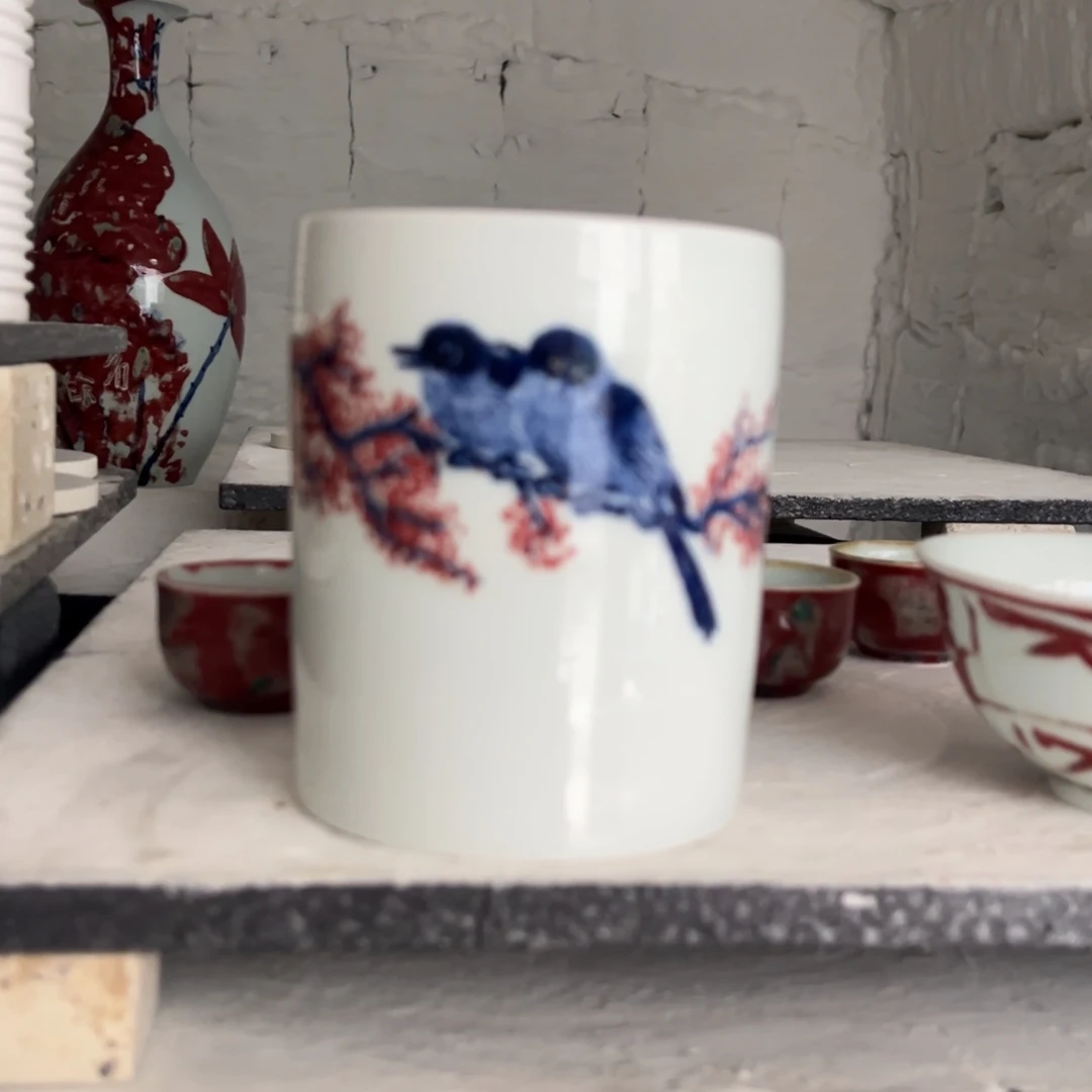 杯青花釉里红原矿