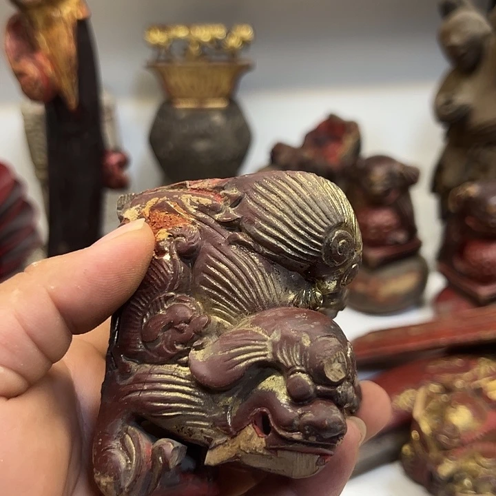 陶瓷返**真木雕狮子到挂