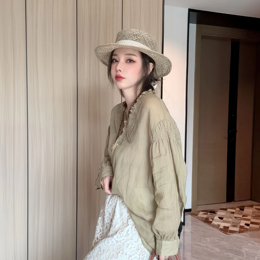 【丽丽推荐】100 纯苎麻打揽设计款上衣