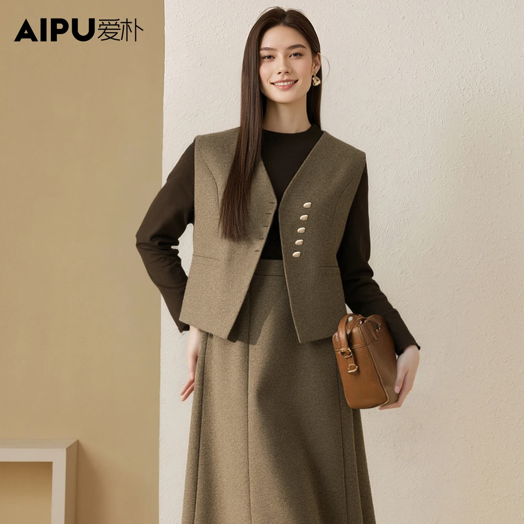 爱朴大码女装2025年冬季新款时尚显瘦气质高端大气保暖马夹23469A
