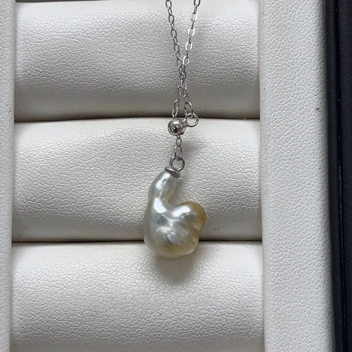 海水珍珠颈饰银S925镶嵌keshi 3号