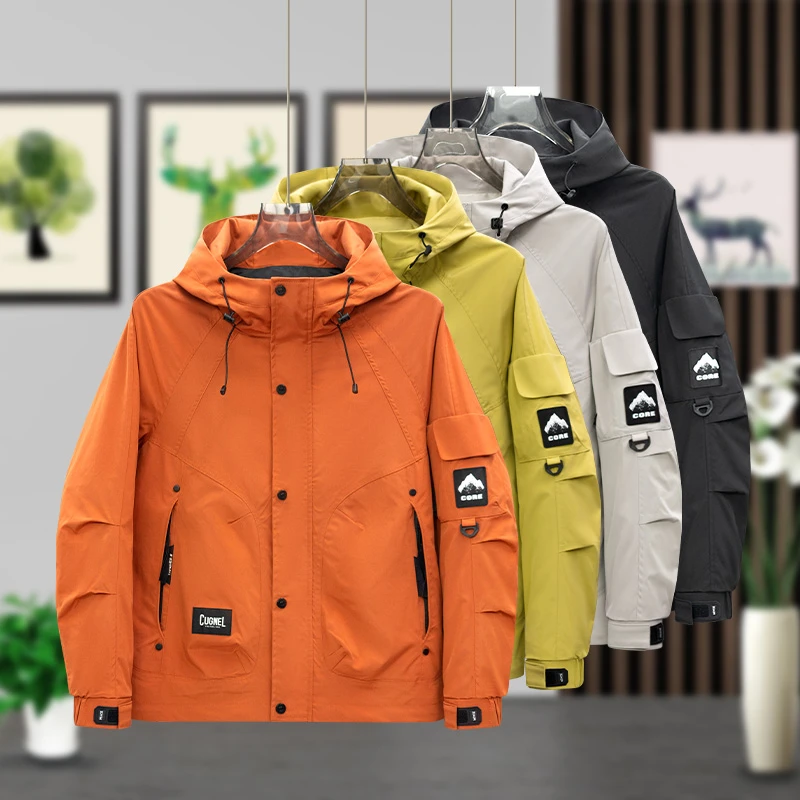 025-901 帅气潮牌连帽夹克男韩版2025春秋季新款潮流短款外套