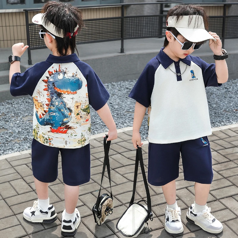 男童夏季套装2025新款夏装帅气时髦宝宝POLO衫短袖短裤儿童穿搭潮