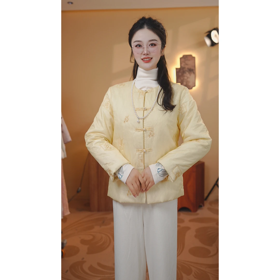 【若栖】冬季国风新中式冬款棉服上衣女