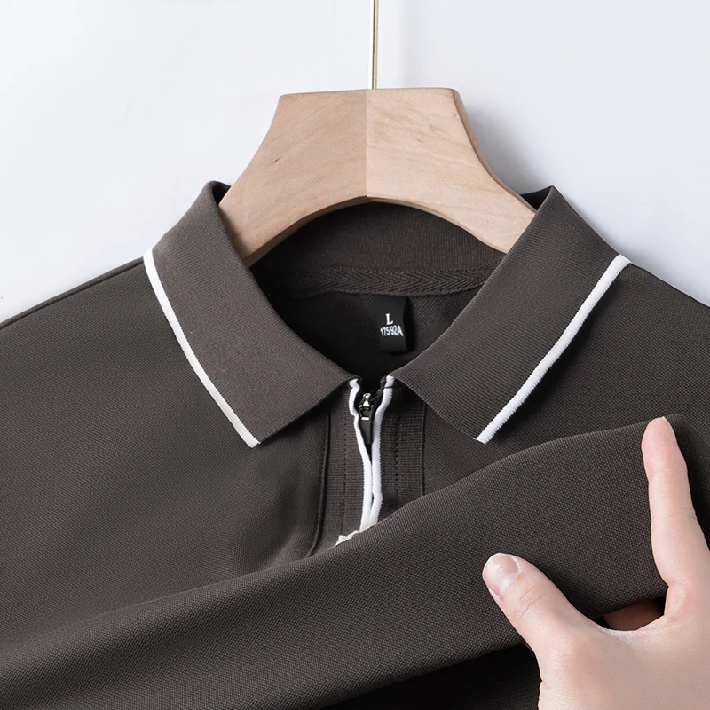 半拉链短袖polo衫男装商务服装翻领爆款2025新款中年冰丝高级T恤