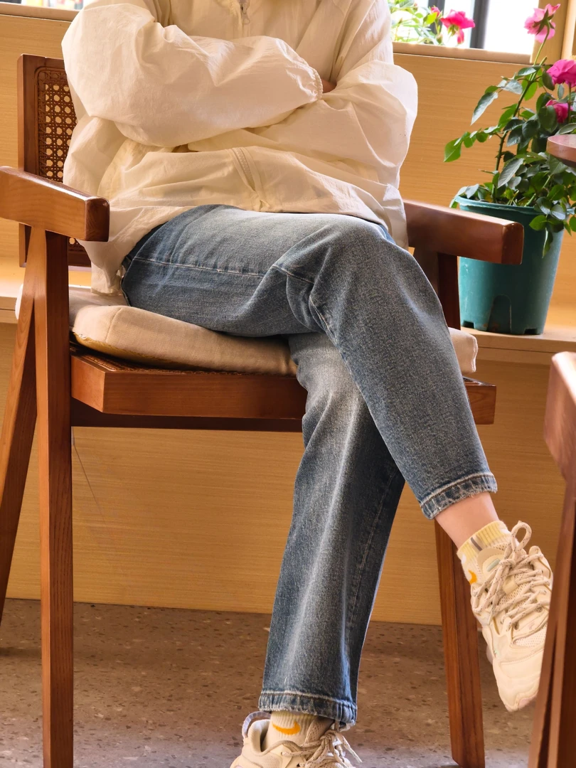 25款进口土耳其棉 春季水洗破坏棉蓝色直筒九分牛仔裤百搭休闲