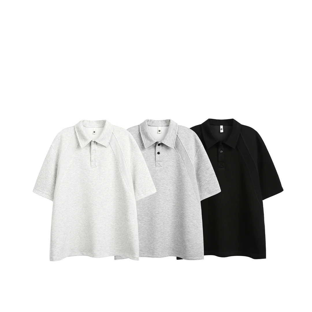 【阿源匹林】夏季高级感拼接polo短袖T恤男潮牌宽松情侣休闲百搭tee