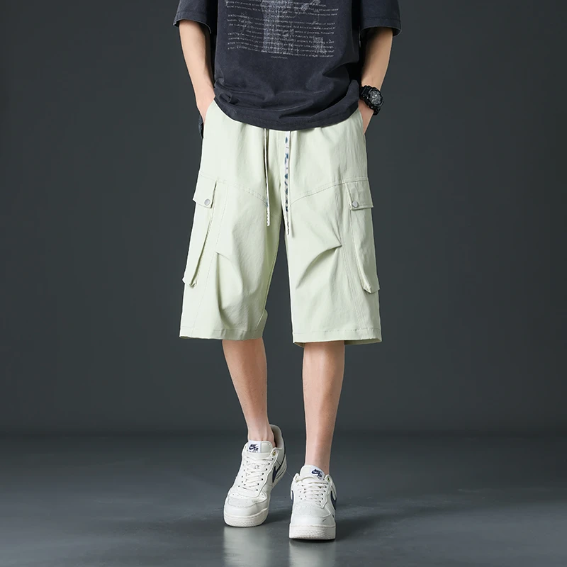 稻草人美式潮牌男士工装七分裤夏季新款直筒宽松显瘦运动休闲中短