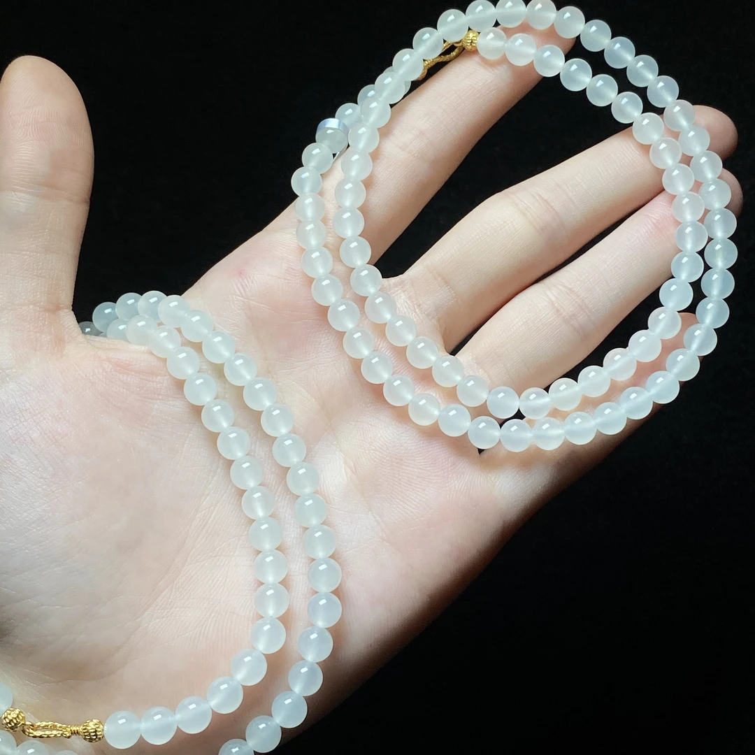 【小北珠宝】和田玉圆珠项链尺寸约5mm+【多样性发一件】13-WS05X293