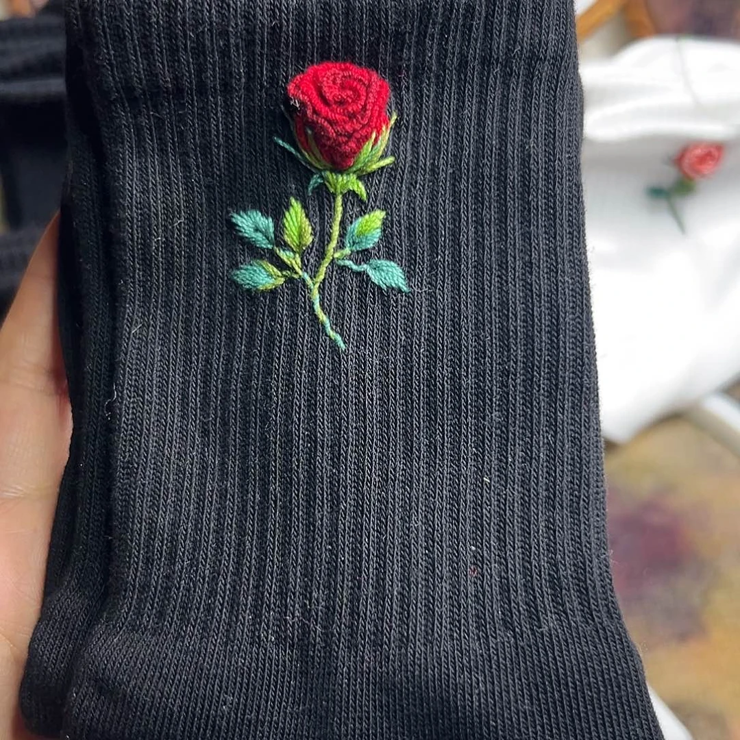 塑料立体刺绣棉袜