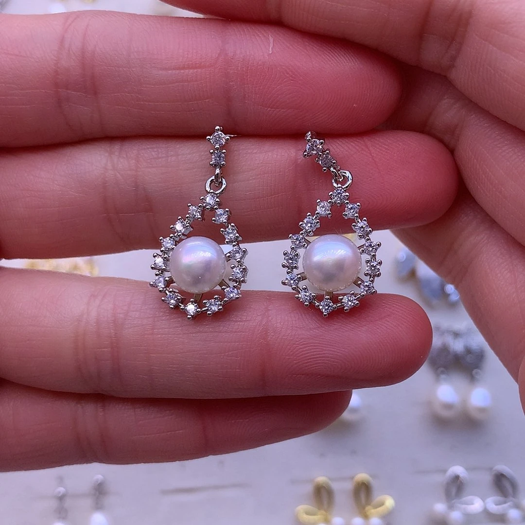 淡水珍珠耳饰合金