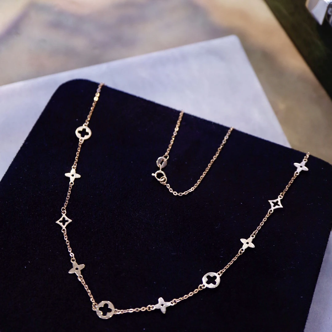 18K金十花项链 时尚简约 锁骨链送礼物