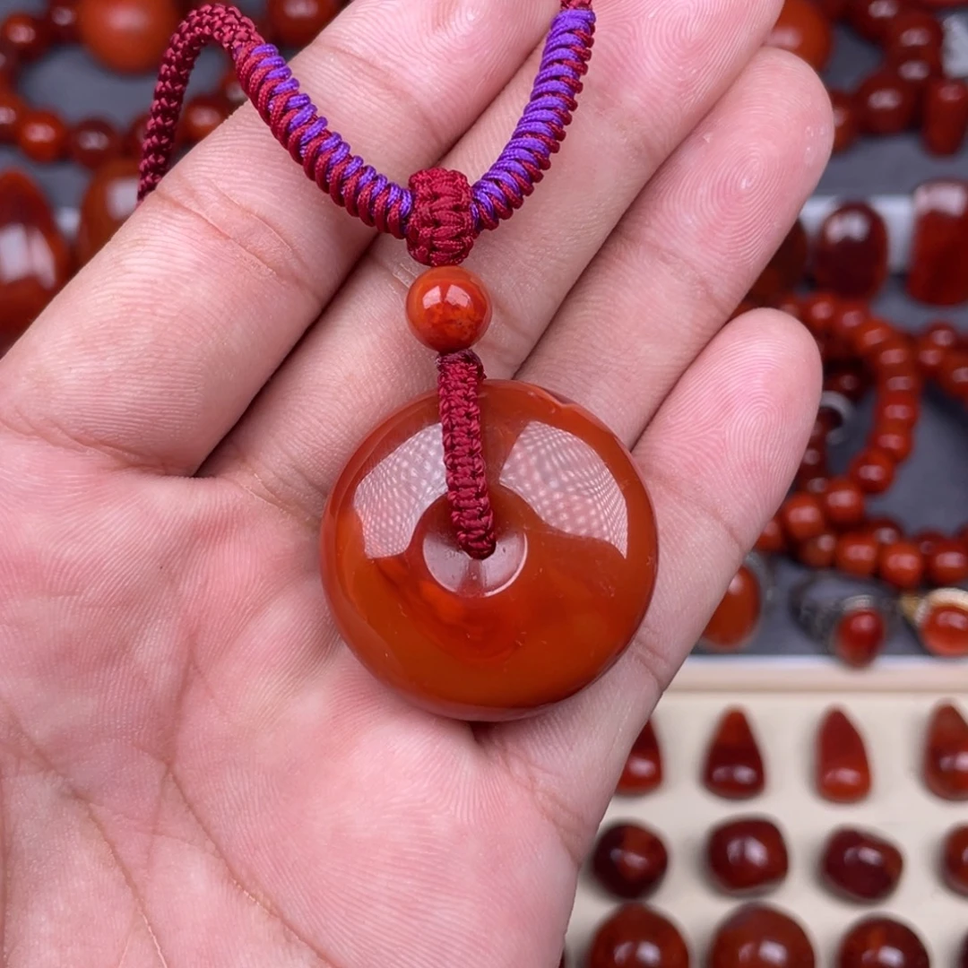 南红玛瑙未镶嵌瓦西南红平安扣吊坠