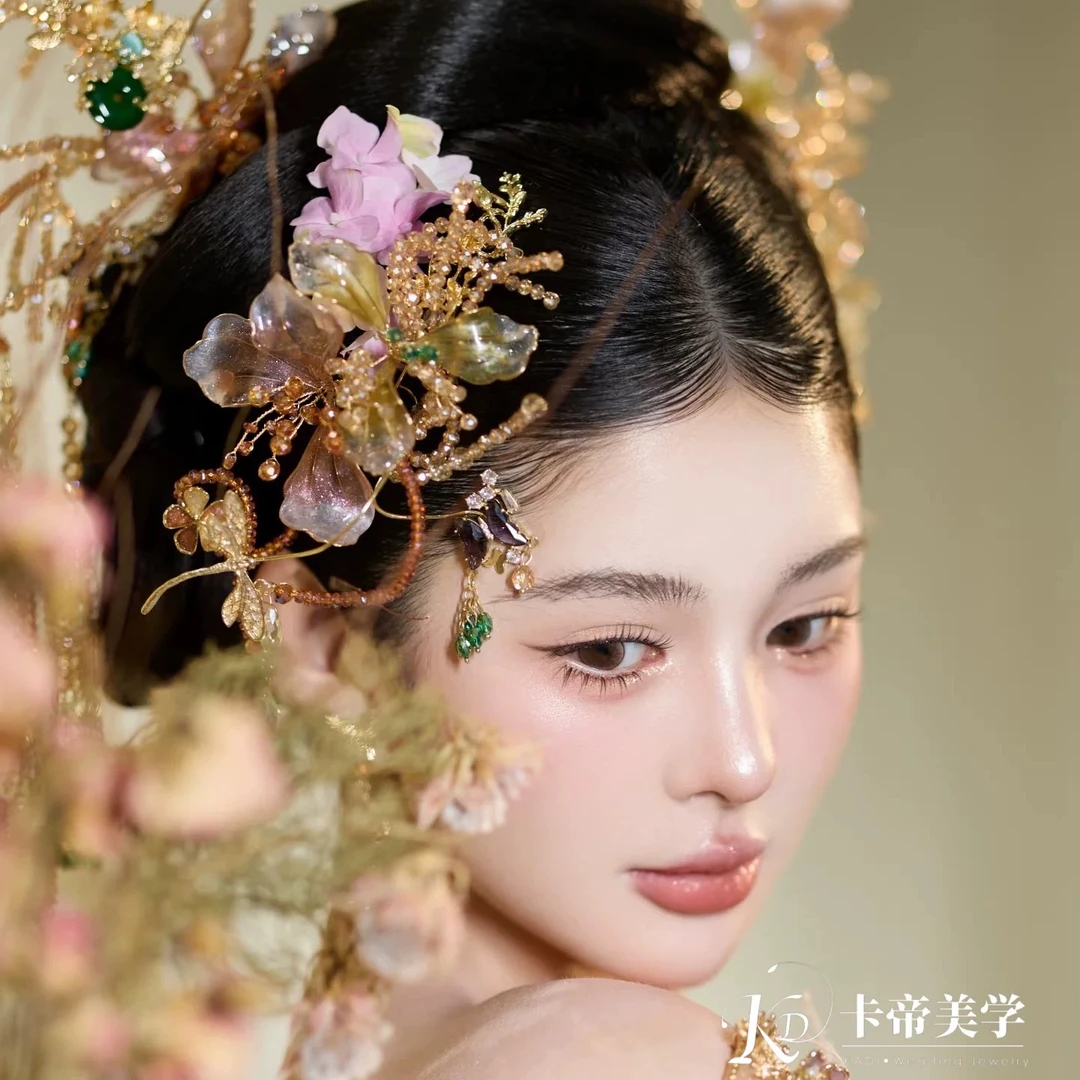 合金仿水晶婚庆饰品 12401新款中式分体秀禾香槟色高级百搭