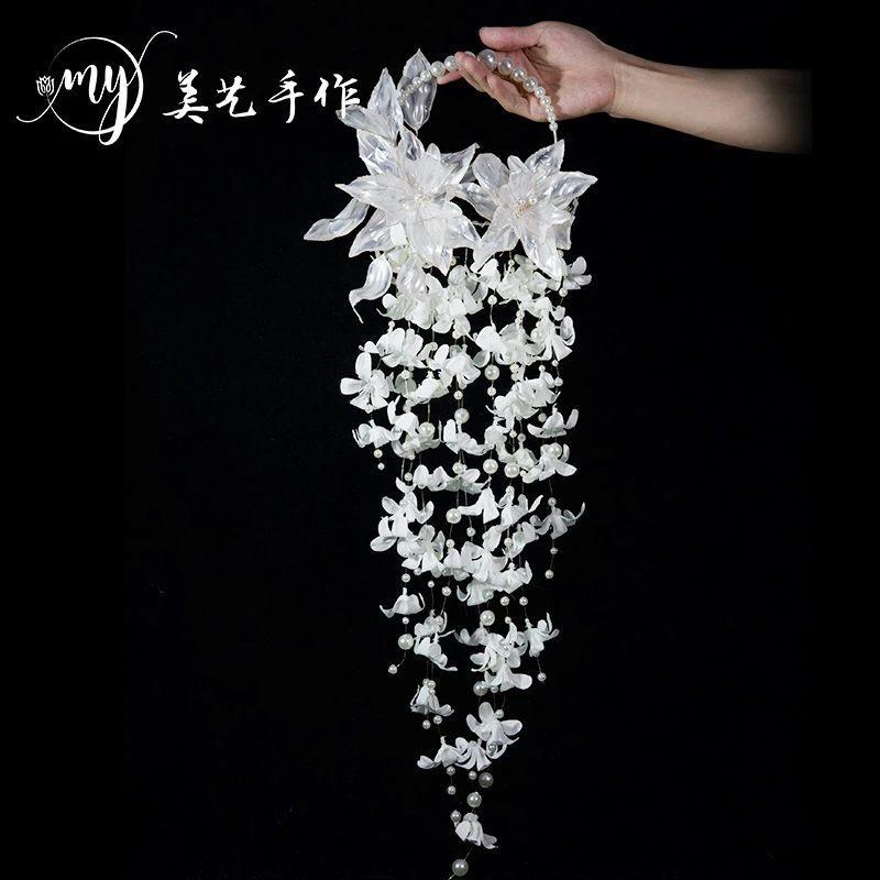 山泮美艺风信子铃兰瀑布手拎花新娘结婚礼物diy材料包婚礼手捧花