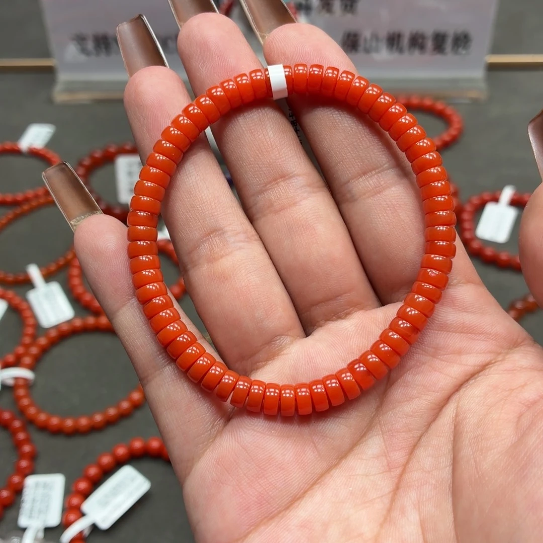 未镶嵌单圈南红玛瑙原矿保山大水沟柿子红手串卡6