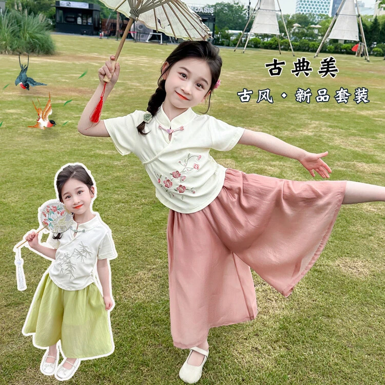 20252025年新款套装韩版夏季刺绣女童中小童小女孩时髦