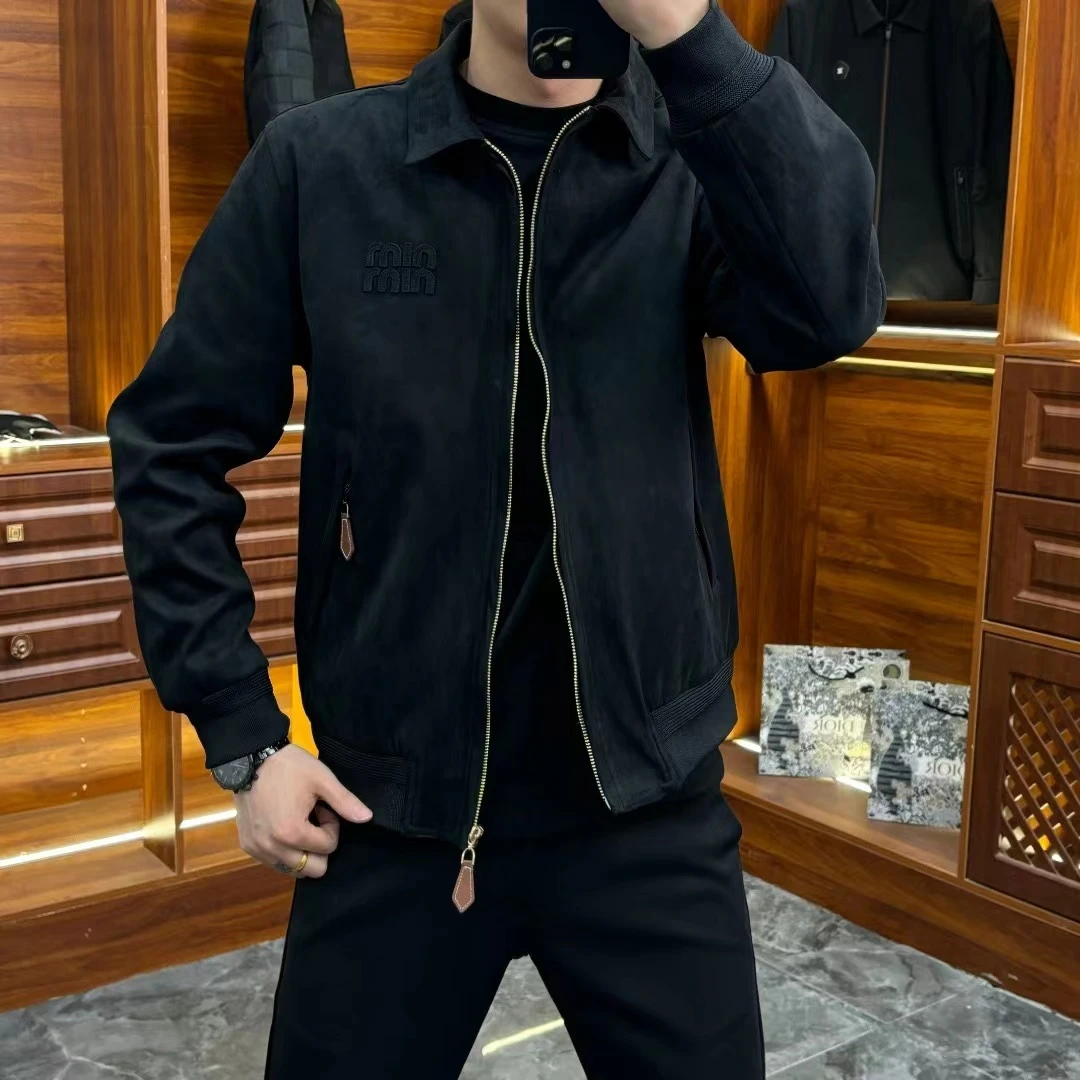 24205春季新款男士轻奢欧货高品质修身夹克时尚翻领外套