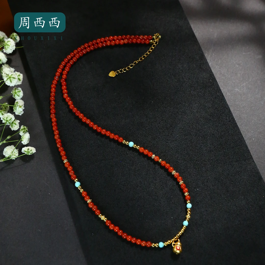 周西西精美珠宝南红玛瑙项链3mm链长45cm时尚百搭多样性发货17157
