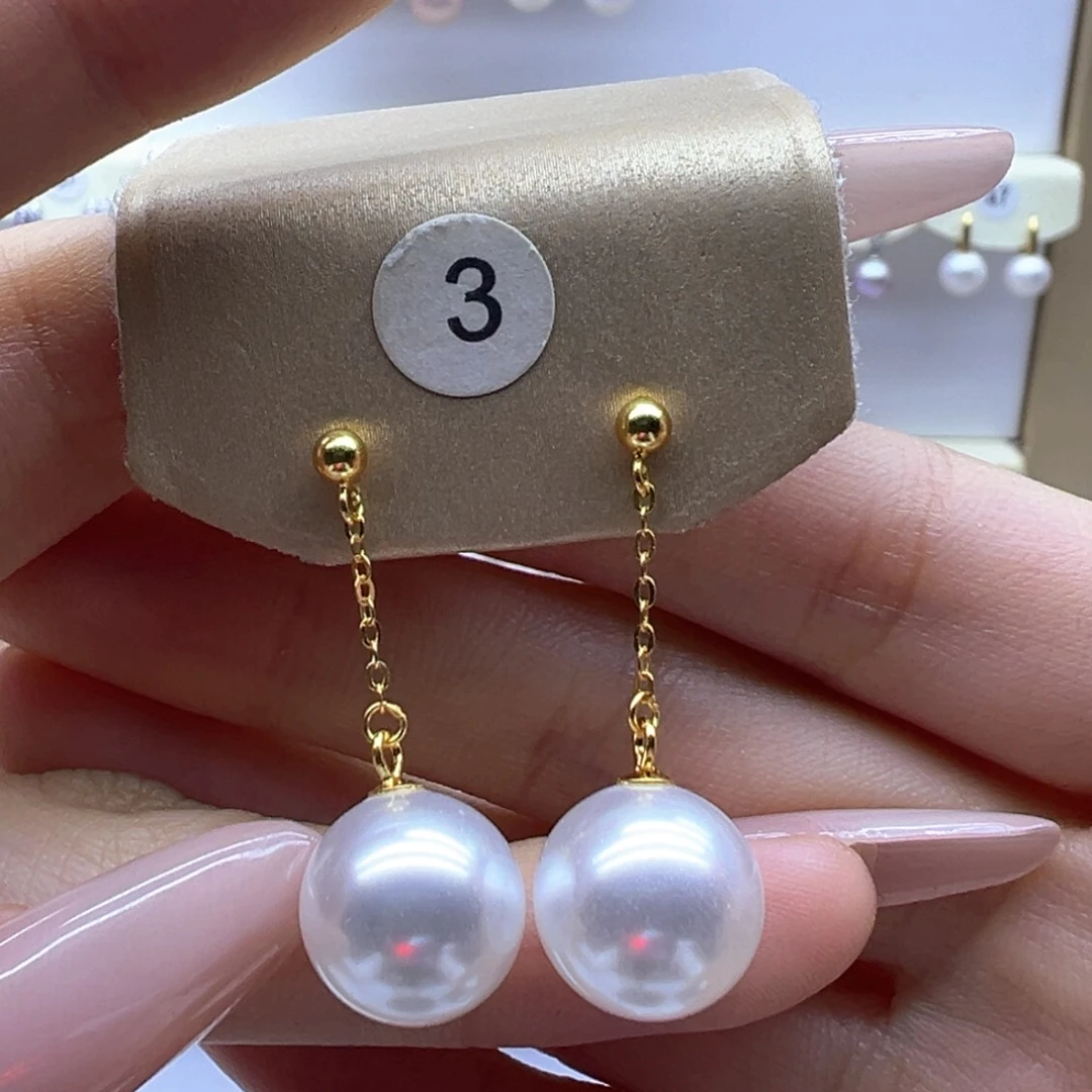 银S925镶嵌淡水珍珠耳饰