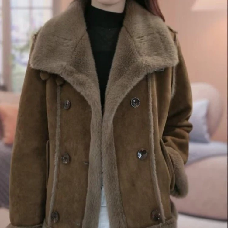 短款保暖女冬季宽松型立领短外套网红加厚女士百搭皮毛一体外套女