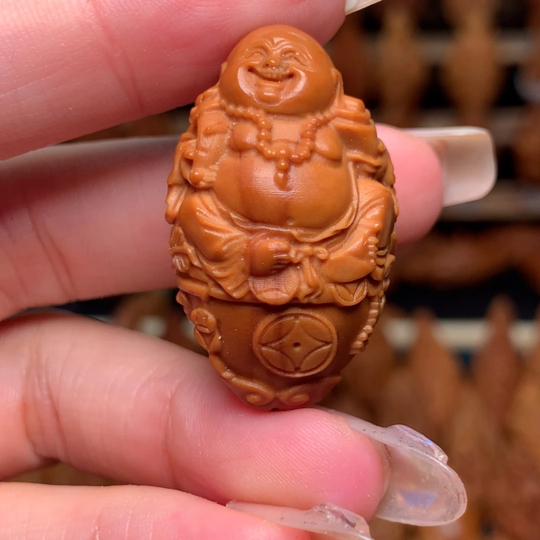 把件橄榄核聚宝盆弥勒