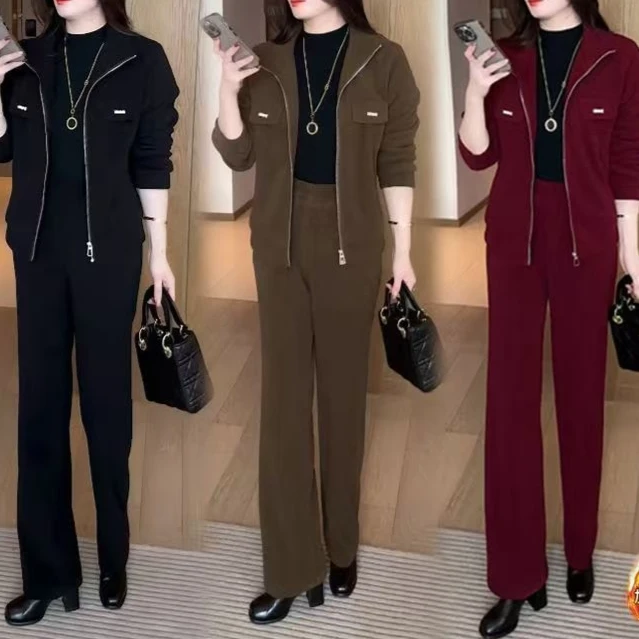 【加绒两件套衣服➕裤子】加绒加厚秋冬季新款时尚穿搭气质宽松显瘦