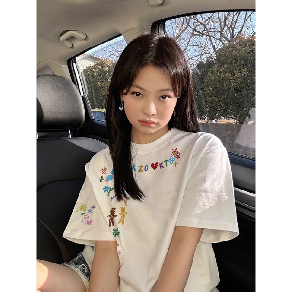 夏季宽松ins纯棉短袖t恤男女2025新款设计感小众潮牌百搭美式上衣