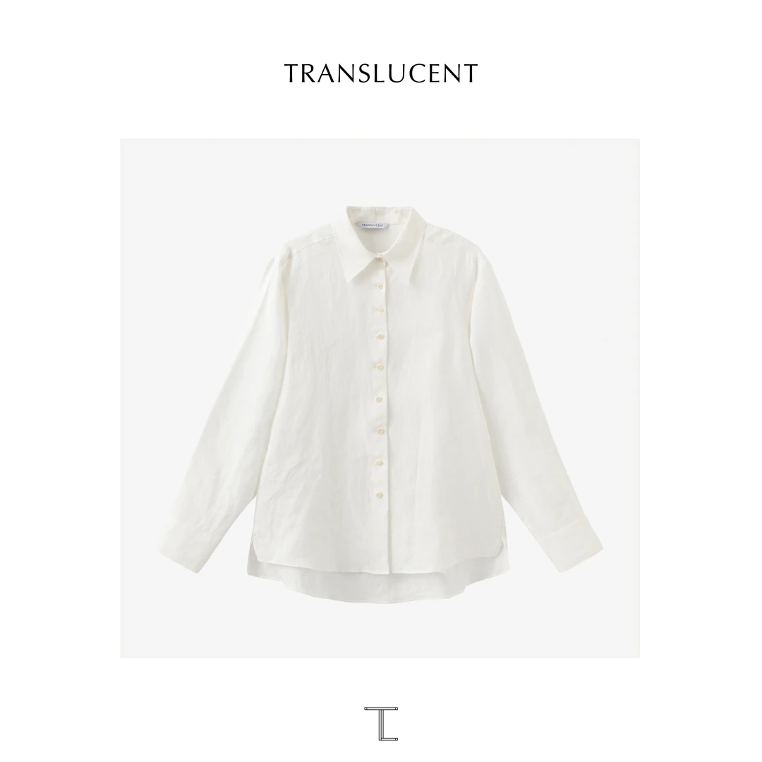 TRANSLUCENT原创法制雨露麻亚麻亲肤衬衫女通勤宽松轻薄亚麻衬衣