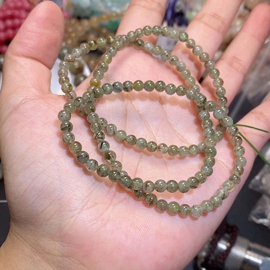 【闪购商品】水晶手链银S925镶嵌绿发三圈225