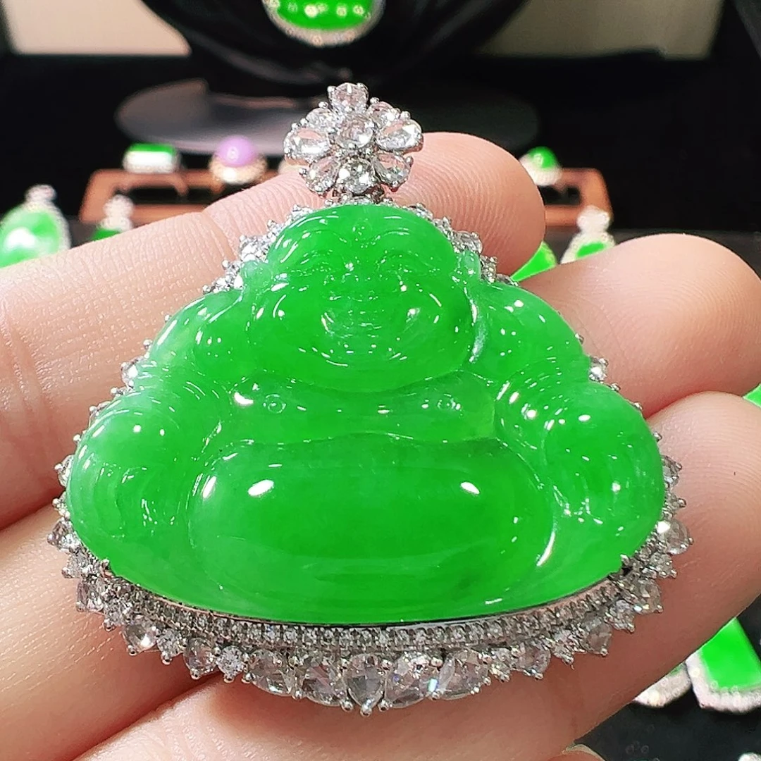 翡翠18K金镶嵌吊坠(不含链)
