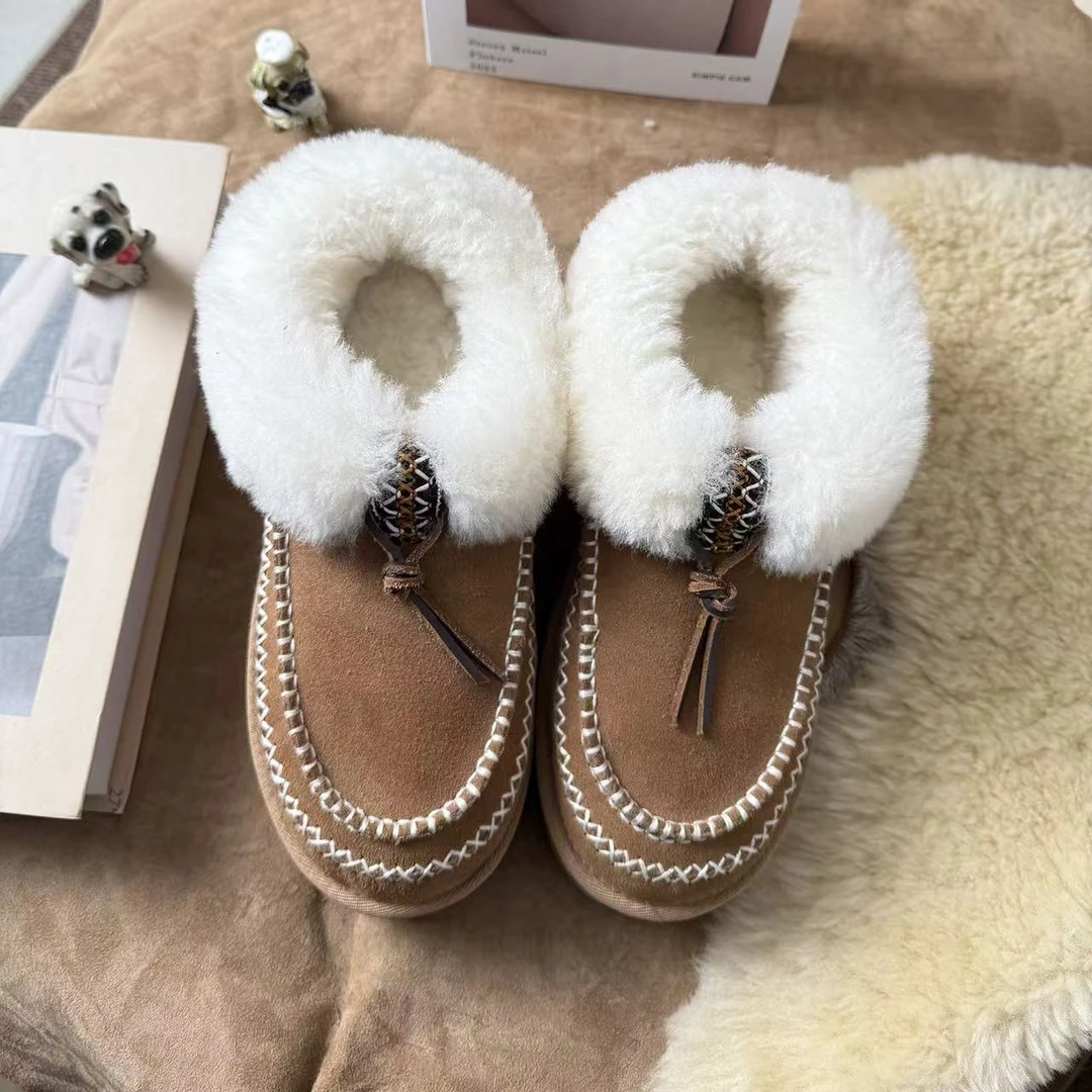 厚底4CM增高防滑编织民族风阿尔派全包翻毛保暖防滑雪地靴新款