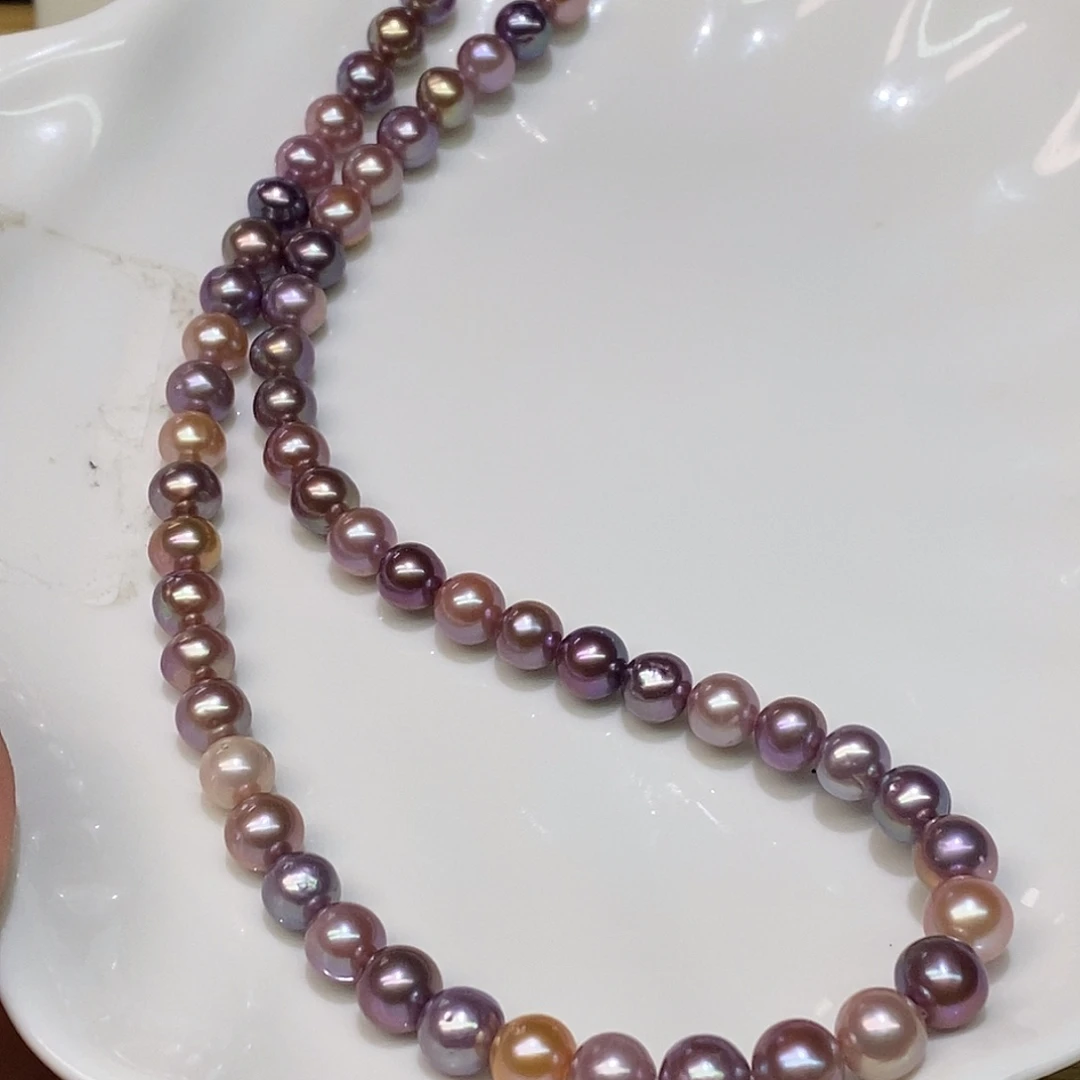 淡水珍珠银S925镶嵌颈饰8-9