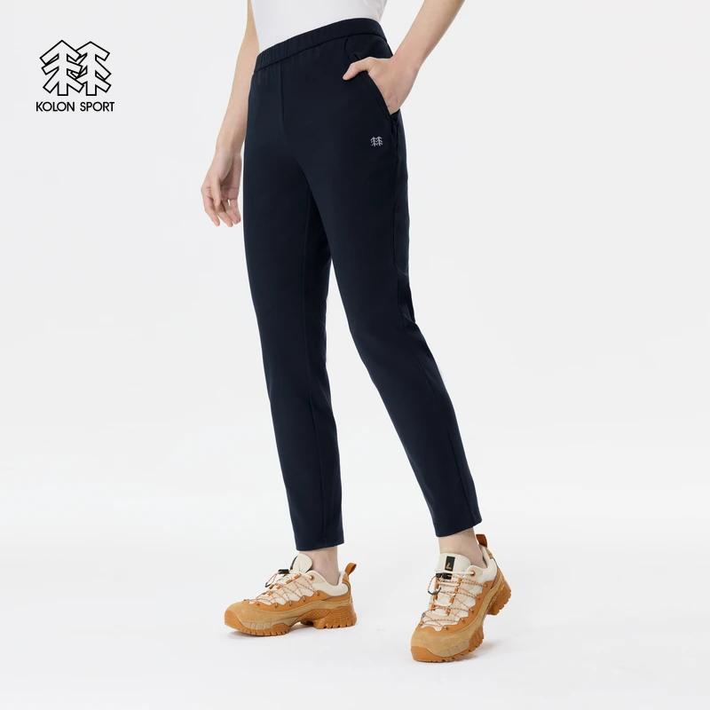 KOLON SPORT可隆男女横纹针织裤修身长裤松紧腰抗菌户外休闲裤