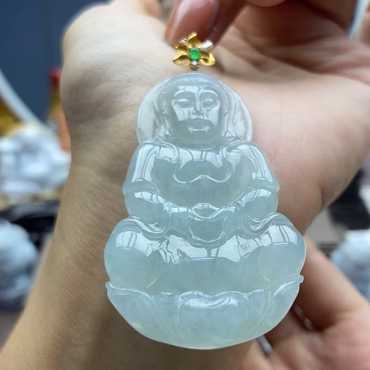 翡翠18K金镶嵌颈饰吊坠31