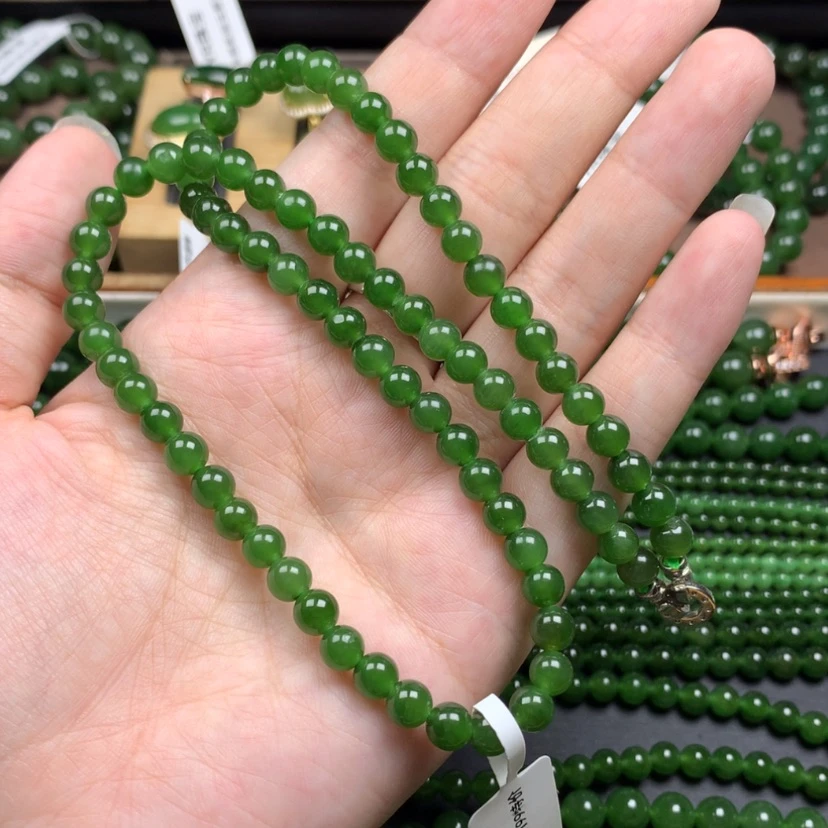 【闪购商品】颈饰未镶嵌和田玉（碧玉）6m辣绿锁骨链捡漏特价