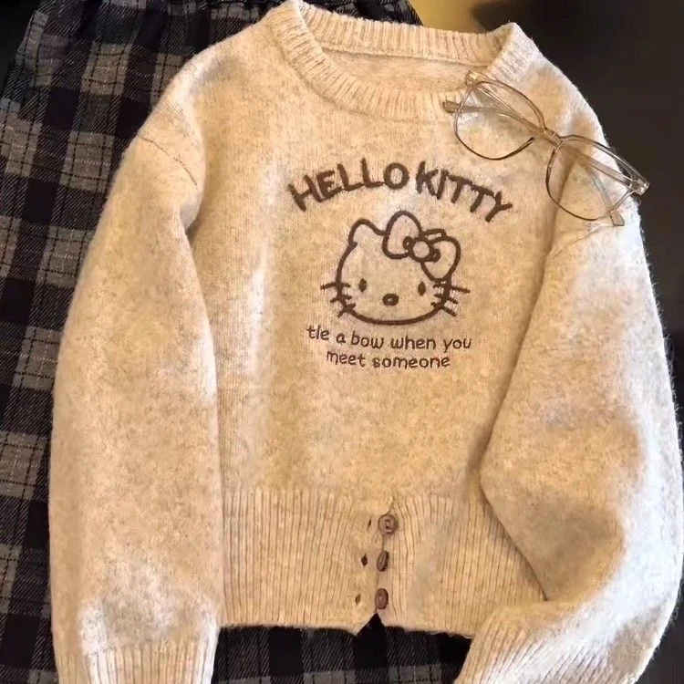 秋季套装女童圆领毛衣新款中大童洋气KT猫针织上衣套装QSC2440