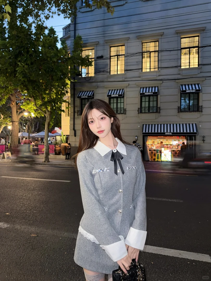 【圣约翰艺术生】法式千金套装女2025秋冬新款短外套显瘦短裙两件套