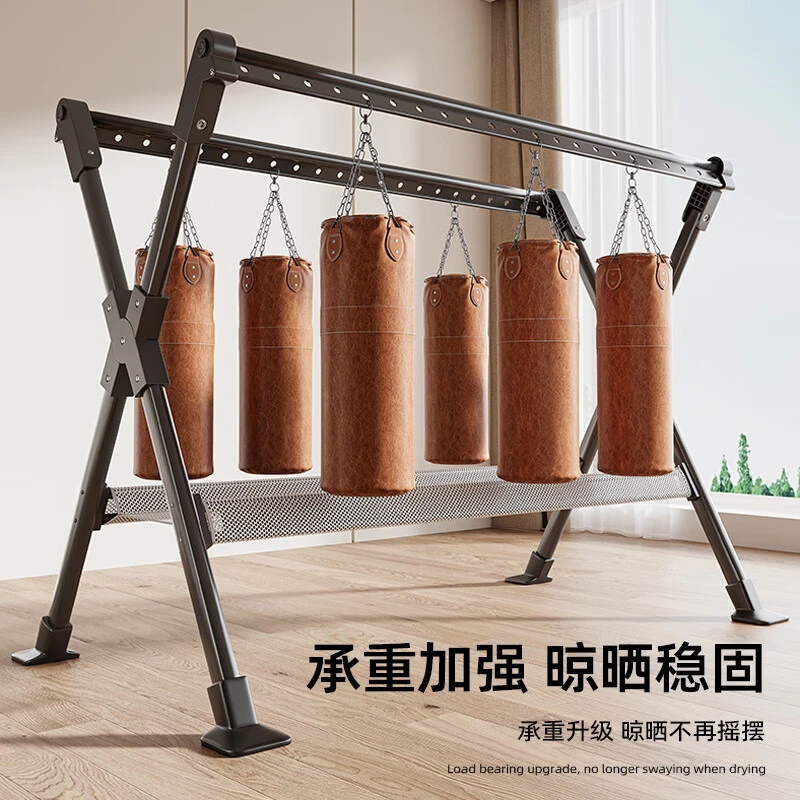折叠晾衣架落地室内家用阳台卧室晒衣架室外凉伸缩杆式晒被子神器