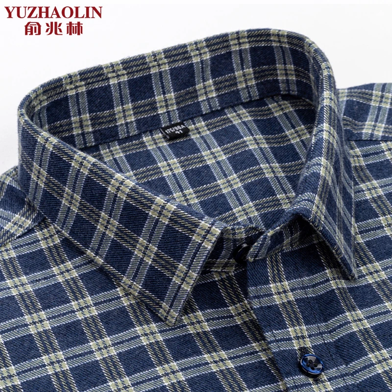 俞兆林纯棉磨毛高档衬衫男款春秋全棉打底衬衣男装长袖休闲寸衫