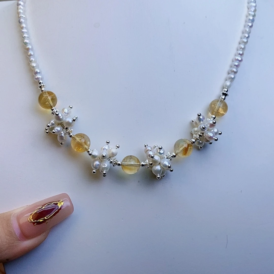 淡水珍珠颈饰银S925镶嵌