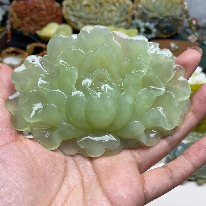 心***冰蛇纹石玉未镶嵌颈饰