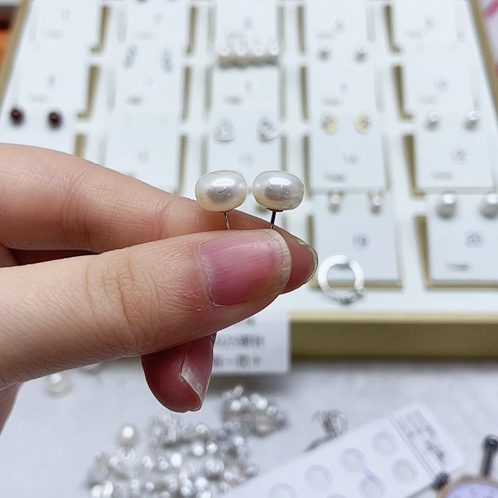 淡水珍珠耳饰银S925镶嵌安**