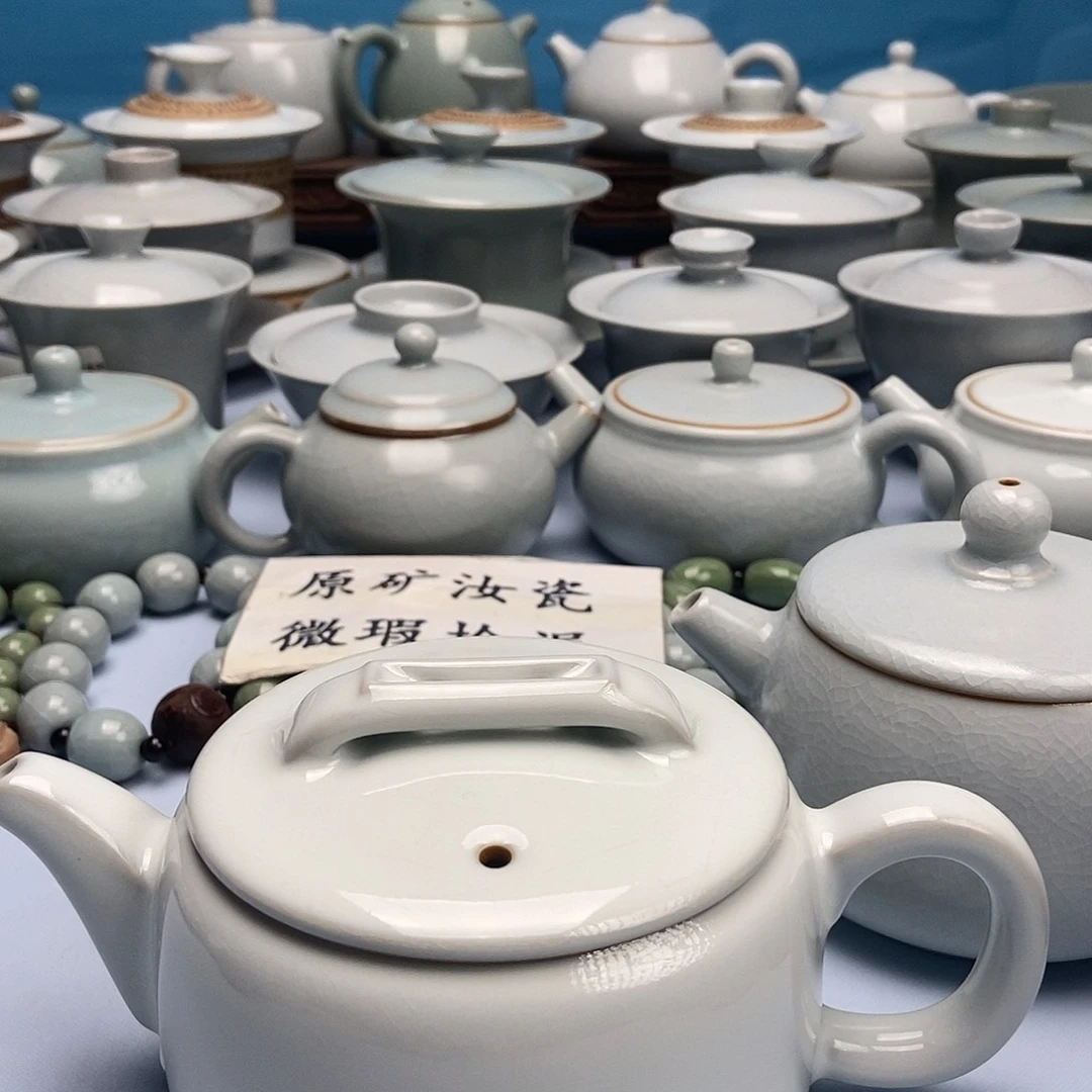 用***8杯微瑕月白汗瓦壶原矿原釉原产地