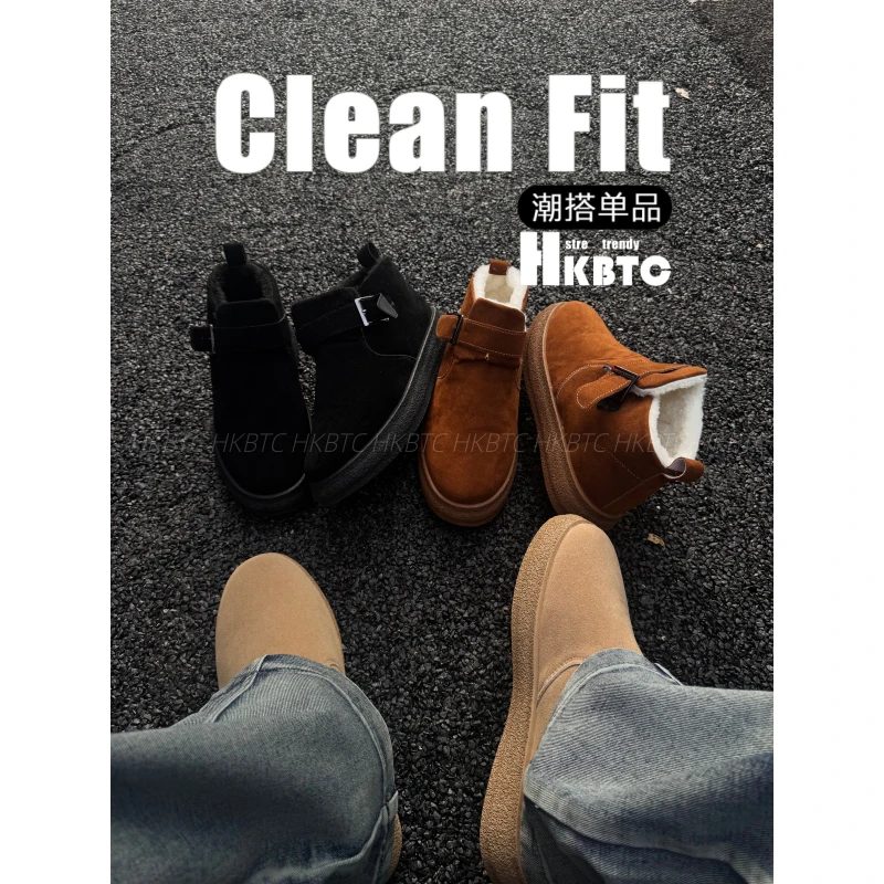 HKBTCstreet trendy 秋冬勃肯棉鞋男士雪地靴冬季加绒保暖棉鞋男